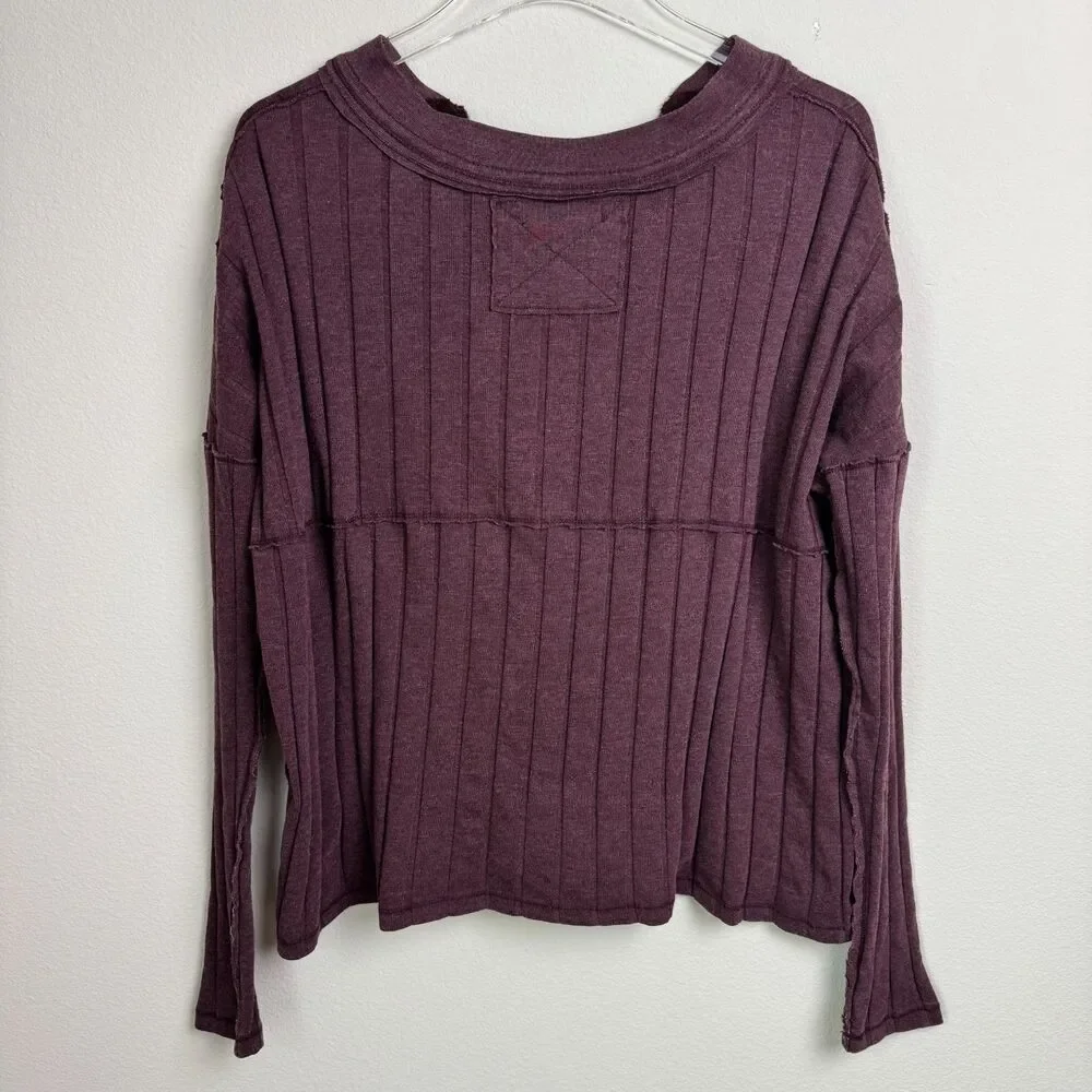 Free People In the Mix Henley Top Sz S Long Sleeve